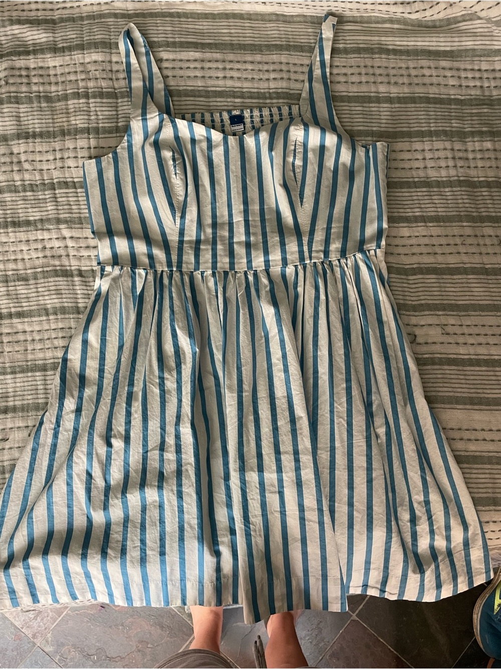 Old Navy White and Blue Striped Sundress